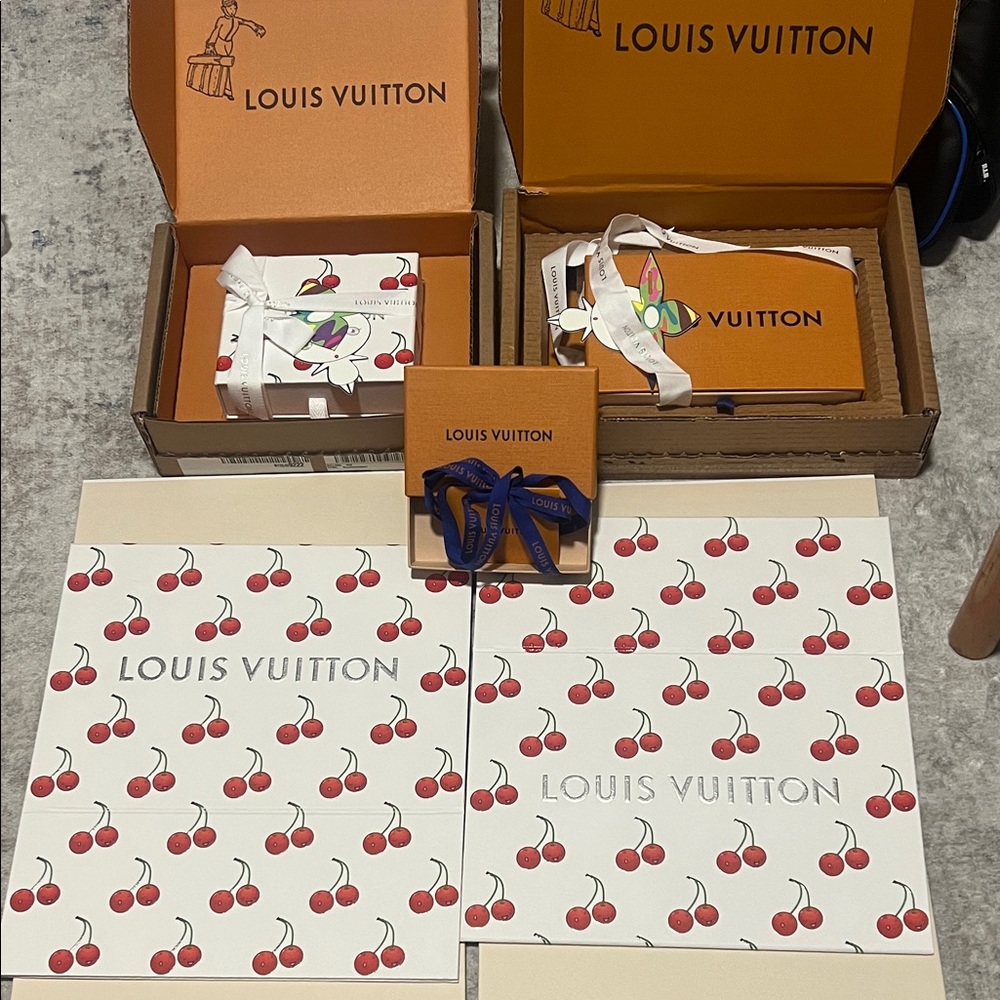 Louis Vuitton Orange and White Gift Set with Cherry Print